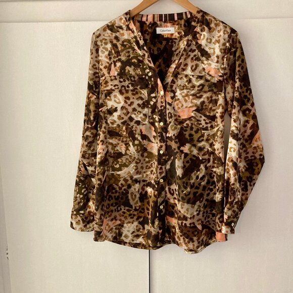 Calvin Klein Blouse S | Abstract Animal Print | Classy & Chic - Picture 5 of 11